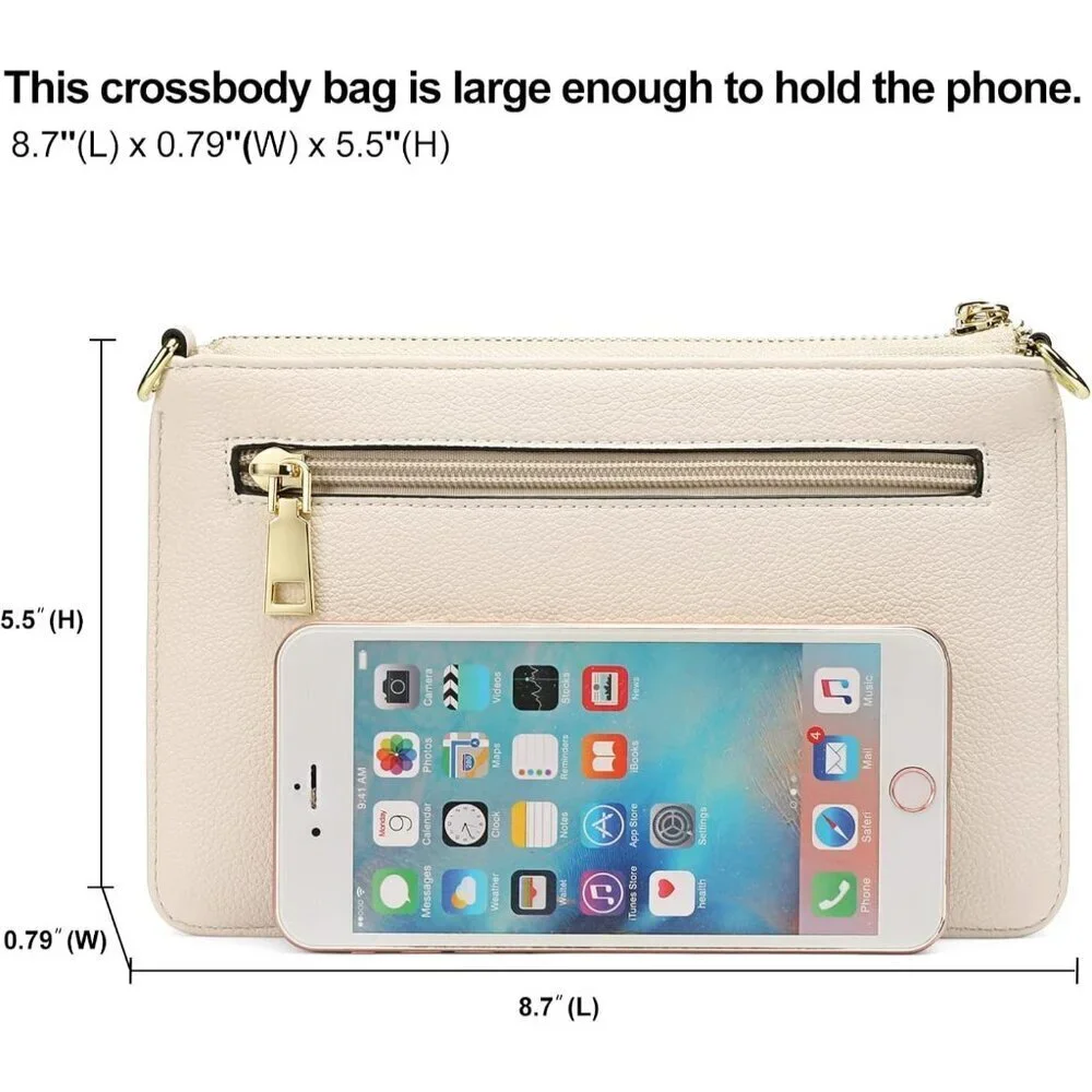Leather Wristlet Clutch Small Women Crossbody Bag RFID Card Slots